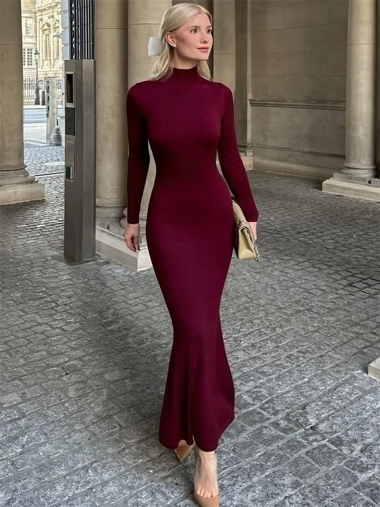 Turtleneck Maxi Dress Mssaz Desses