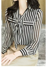 Elegant Striped Printing Long Sleeve Shirt Mssza