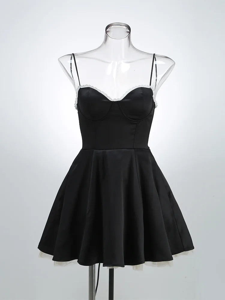 Solid Fit And Flare Spaghetti Strap Mini Dress Mssaz Desses