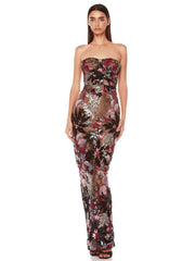 Sequin Floral Strapless Maxi Dress Mssaz Desses