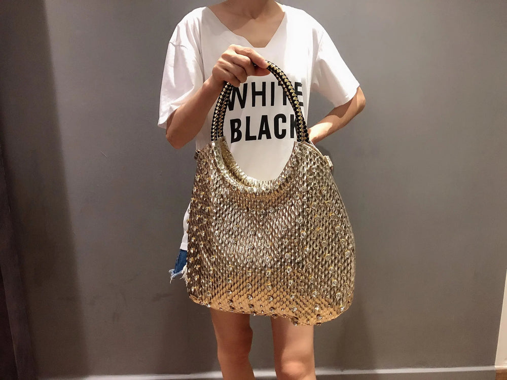 Shiny Diamonds Designer Bling Crystal Rivets Strap Crossbody Shoulder Bags Mssza