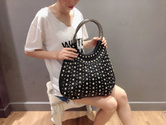 Shiny Diamonds Designer Bling Crystal Rivets Strap Crossbody Shoulder Bags Mssza