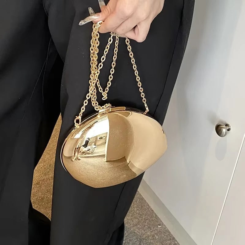 Shiny Metal Designer Acrylic Shell Shape Clutch Bag Mssza