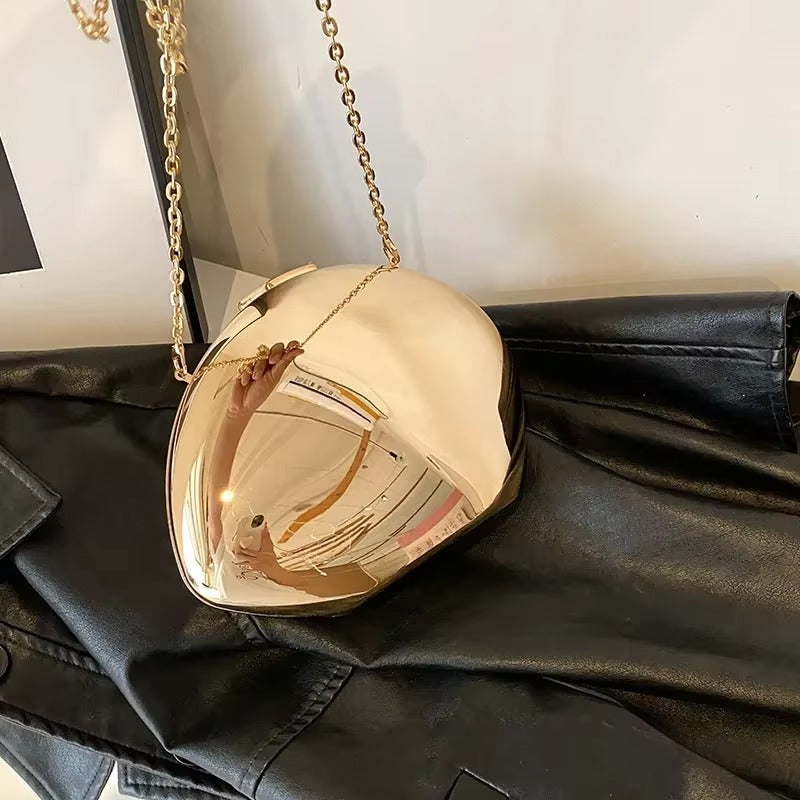 Shiny Metal Designer Acrylic Shell Shape Clutch Bag Mssza