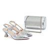 Shoes and Bags Set with Rhinestone Elegant Heeled Pumps Mssza