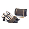 Shoes and Bags Set with Rhinestone Elegant Heeled Pumps Mssza