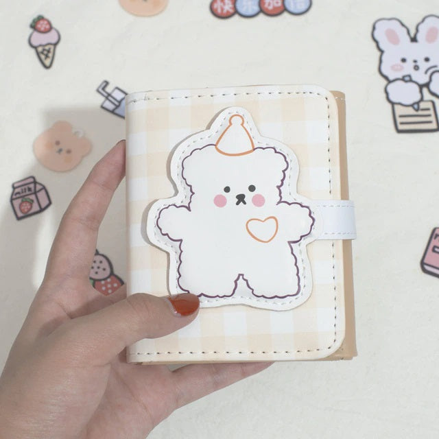 Short Coin Purse Three Fold Polyurethane Puppy PU Bag Mssza