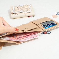 Short Coin Purse Three Fold Polyurethane Puppy PU Bag Mssza