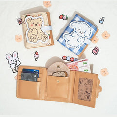 Short Coin Purse Three Fold Polyurethane Puppy PU Bag Mssza