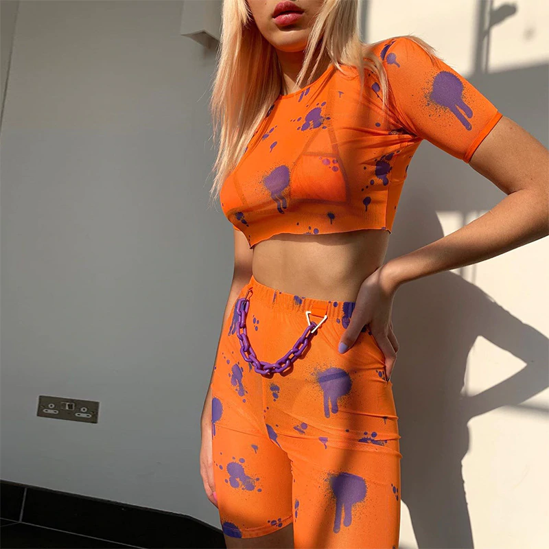 Short Sleeve Crop Top And Hot Shorts Mssza