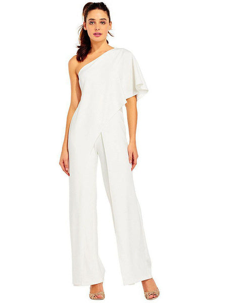 Wide Leg Jumpsuit Short Sleeve One Shoulder Jumpsuit For Women Mssza