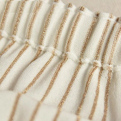 Short Sleeve Top + Line Stripe Knitting Skirt Suit Mssza