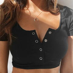 Short Sleeve elegant Plain basic debardeur femme Crop top Mssza