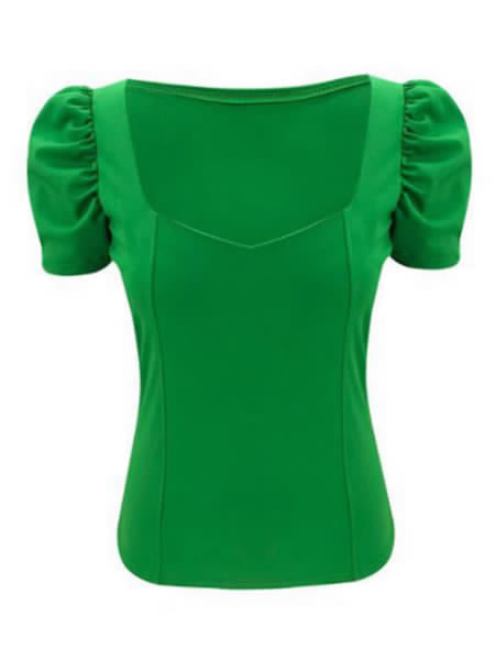Short Sleeves Tees Rose Cotton Blend Square Neck Tee Mssza