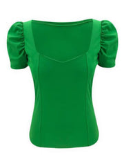 Short Sleeves Tees Rose Cotton Blend Square Neck Tee Mssza
