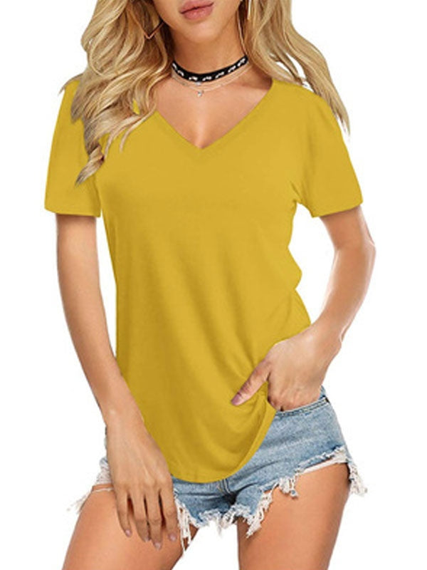 Short Sleeves V-Neck Polyester T-shirt Mssza