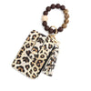 Leopard Print Silicone Bead Key Chain id Credit Card Holder Clutch Wallet Mssza