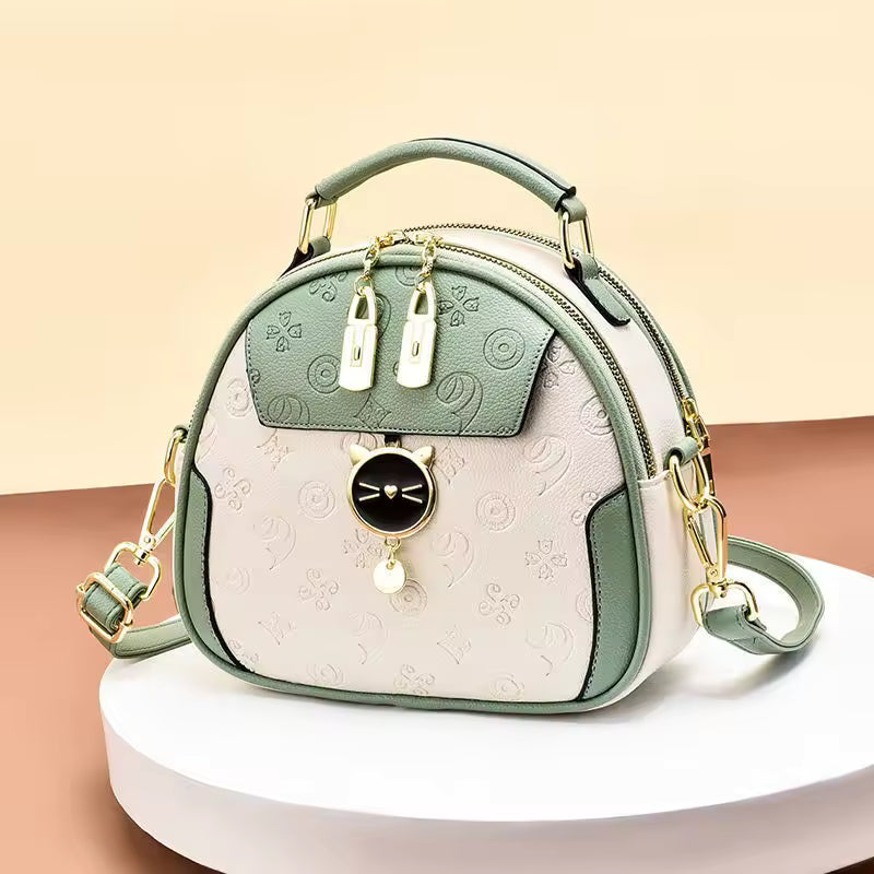 Simple Sequined Cute Small Round Metal Clash Wide Shoulder Strap Crossbody Bag Mssza