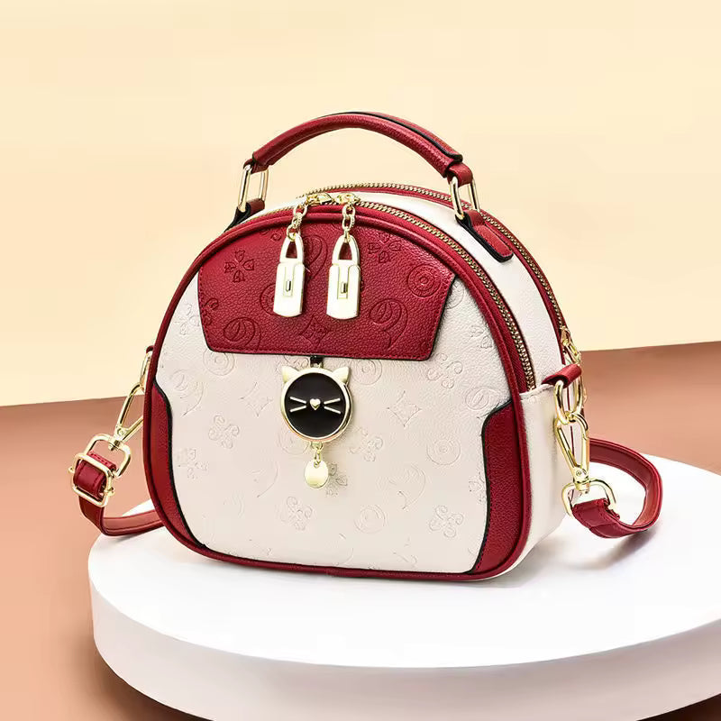 Simple Sequined Cute Small Round Metal Clash Wide Shoulder Strap Crossbody Bag Mssza