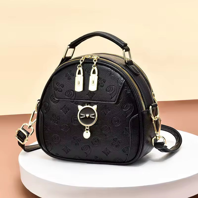 Simple Sequined Cute Small Round Metal Clash Wide Shoulder Strap Crossbody Bag Mssza