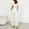 Simple Single Breasted Short Sleeve Shirt Collar Ankle Straight Jumpsuits Mssza