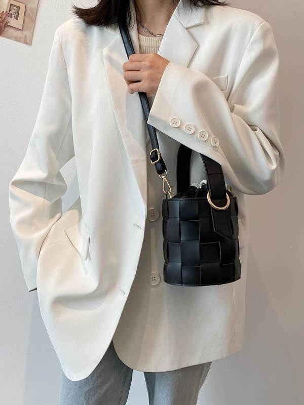 Simple Solid Bucket Handbags Mssza