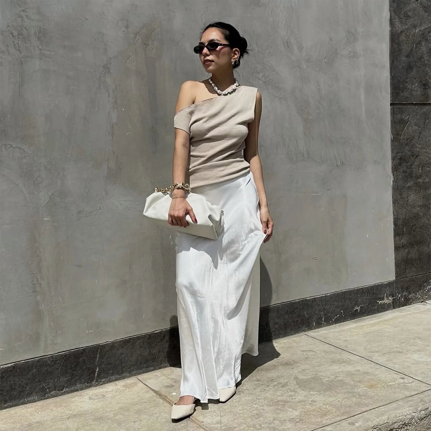 Skew Collar Sleeveless Crop Tops Solid Backless Tank Tops Casual Basics Tops Vest Mssza