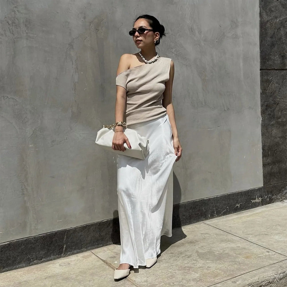 Skew Collar Sleeveless Crop Tops Solid Backless Tank Tops Casual Basics Tops Vest Mssza