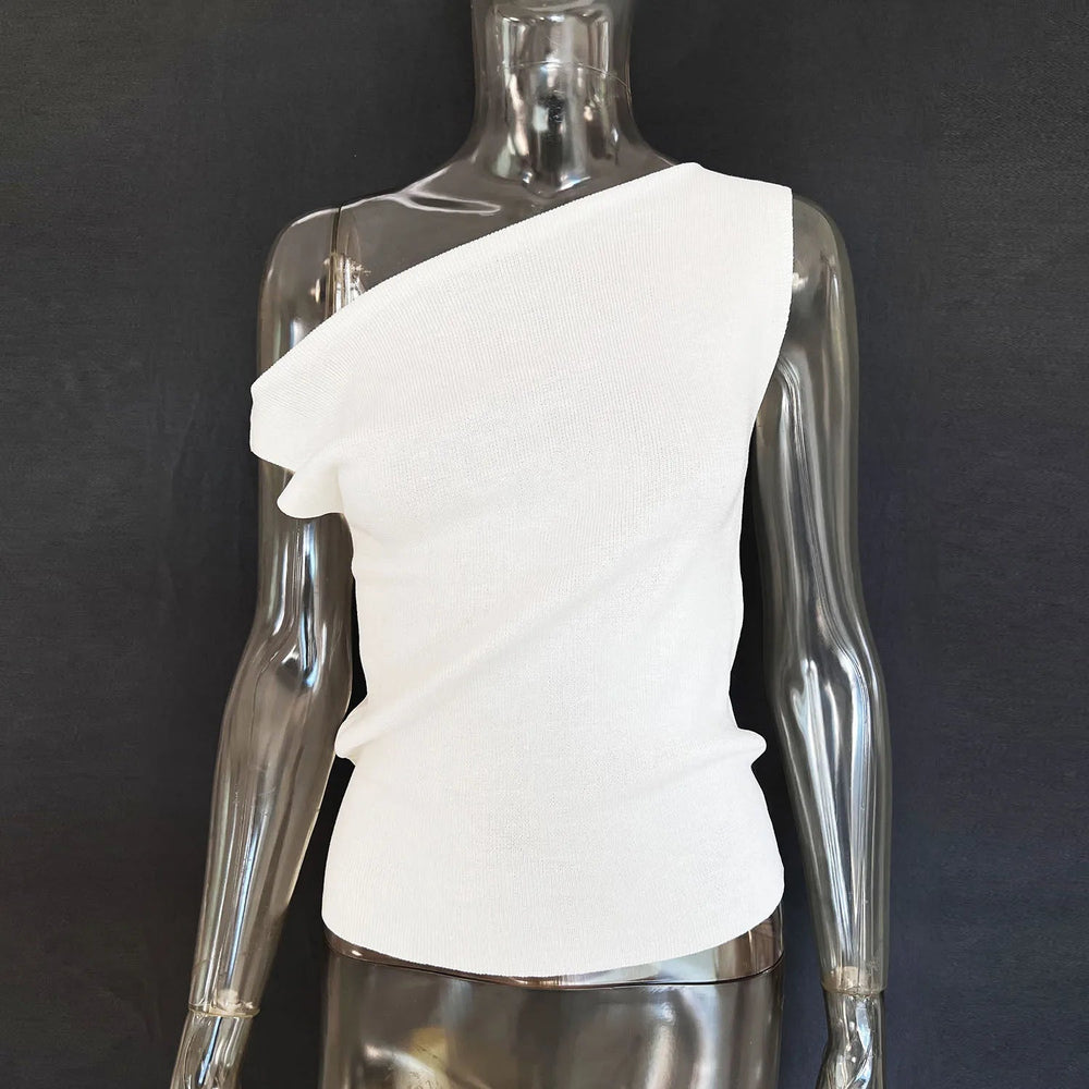 Skew Collar Sleeveless Crop Tops Solid Backless Tank Tops Casual Basics Tops Vest Mssza