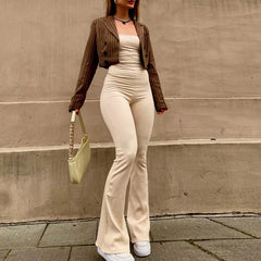 Skinny Hollow Bandage Overalls Stretch Bodycon Jumpsuit Mssza