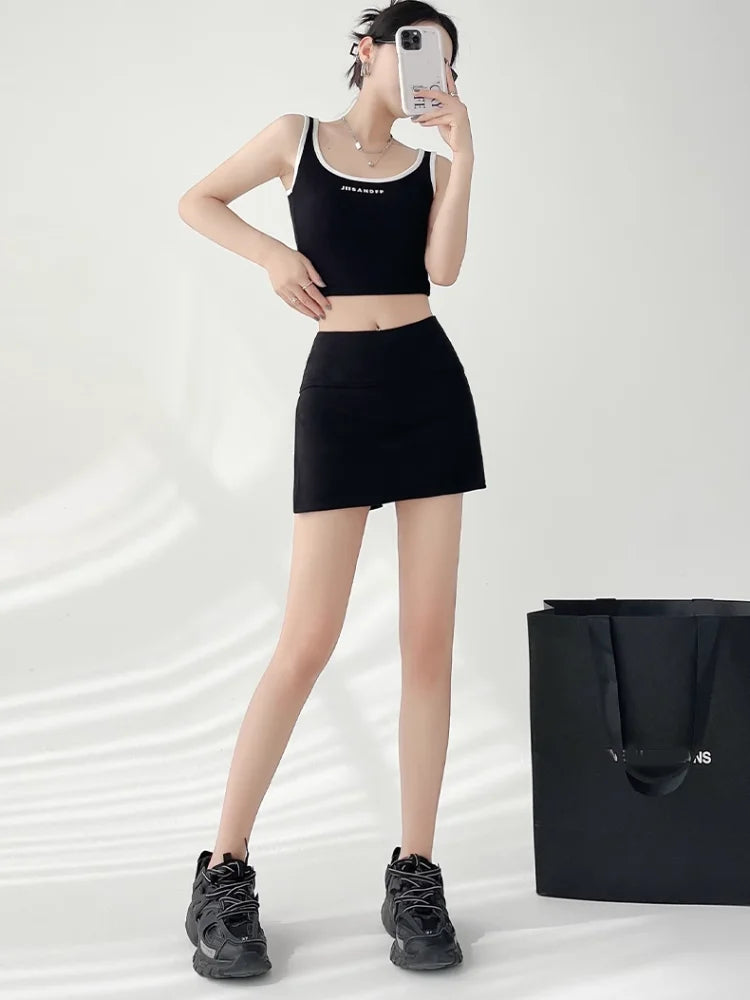 Skirts Side-slit Light Leakage High Waist Slim Hip-covering Casual Mssza