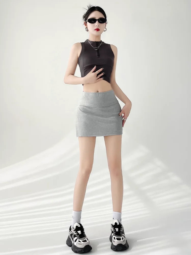 Skirts Side-slit Light Leakage High Waist Slim Hip-covering Casual Mssza