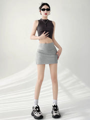 Skirts Side-slit Light Leakage High Waist Slim Hip-covering Casual Mssza
