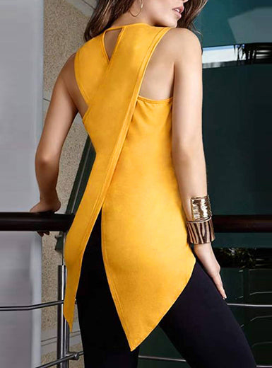 Sleeveless Asymmetrical Tunic â€?Uniquely Draped Back Mssza