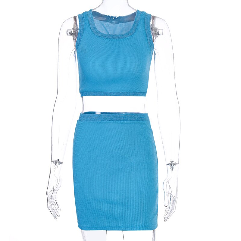 Sleeveless Crop Tops Mini Skirt 2 Pieces Set Mssza