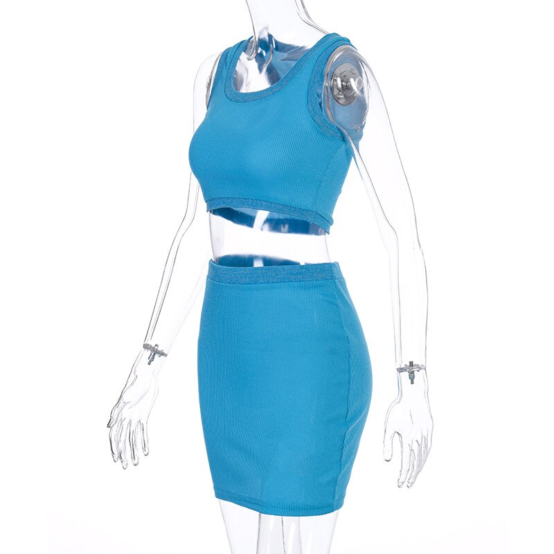 Sleeveless Crop Tops Mini Skirt 2 Pieces Set Mssza