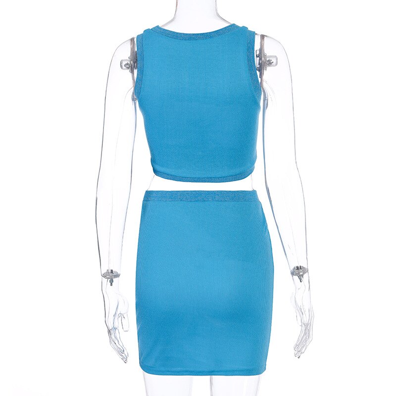 Sleeveless Crop Tops Mini Skirt 2 Pieces Set Mssza