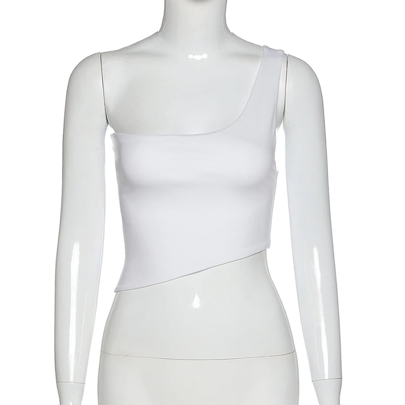 Sleeveless Slim Asymmetrical Solid Tank Top Mssza