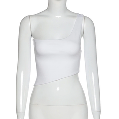 Sleeveless Slim Asymmetrical Solid Tank Top Mssza