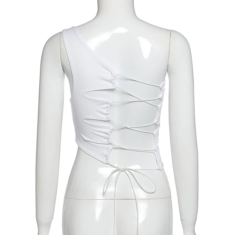 Sleeveless Slim Asymmetrical Solid Tank Top Mssza