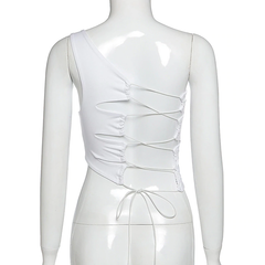 Sleeveless Slim Asymmetrical Solid Tank Top Mssza