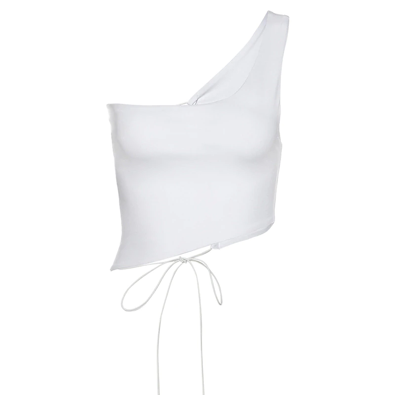 Sleeveless Slim Asymmetrical Solid Tank Top Mssza