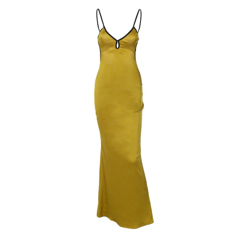 Sleeveless Slips Backless Patchwork Lace Up Cut Out Elegant  Gorgeous Stylish Fashionable Maxi Dress Mssaz Desses