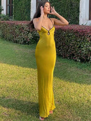 Sleeveless Slips Backless Patchwork Lace Up Cut Out Elegant  Gorgeous Stylish Fashionable Maxi Dress Mssaz Desses