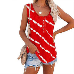 Sleeveless Stripe Print T-Shirt Mssza