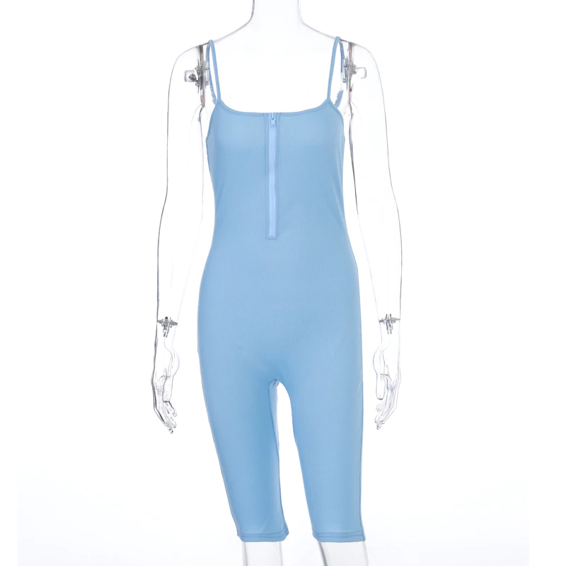 Sleeveless Zipped Bodycon Playsuit Mssza