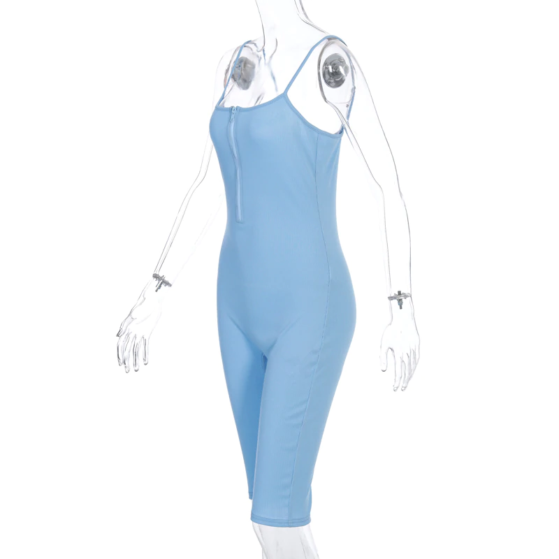 Sleeveless Zipped Bodycon Playsuit Mssza