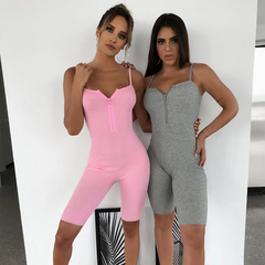 Sleeveless Zipped Bodycon Playsuit Mssza