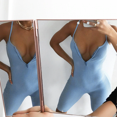 Sleeveless Zipped Bodycon Playsuit Mssza