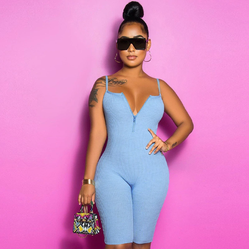 Sleeveless Zipped Bodycon Playsuit Mssza
